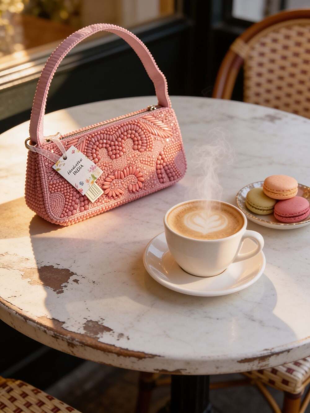 Handcrafted in India Pink Beaded Shoulder Bag